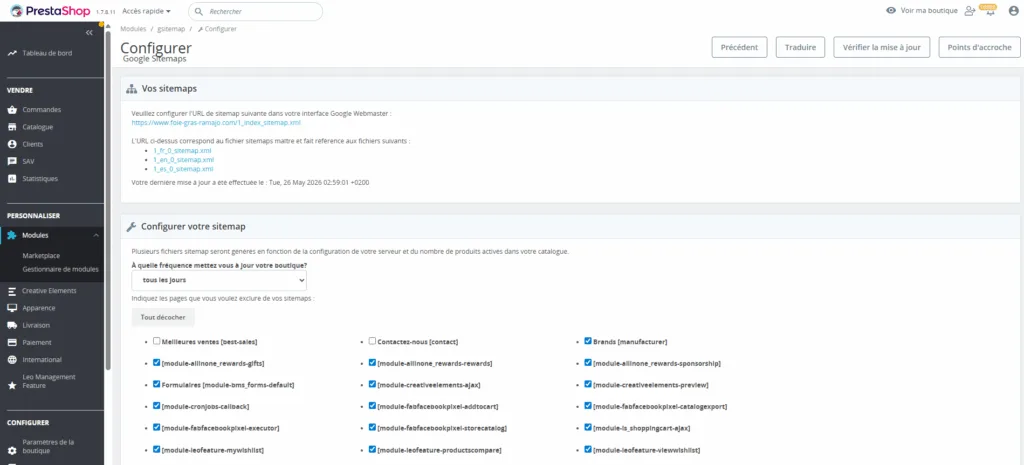 Configurer son sitemap XML PrestaShop