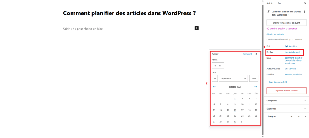 Planifier la publication de votre article dans WordPress