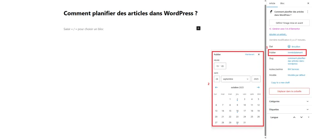 Planifier la publication de votre article dans WordPress