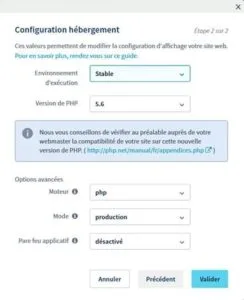 configuration hebergement