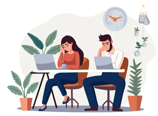 professionnels qui s'ennuient devant leur ordinateur