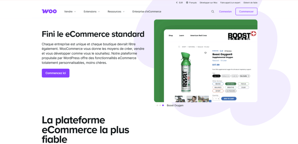 caractéristique WooCommerce