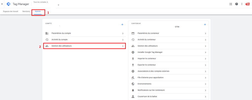 Gestion des utilisateurs GTM