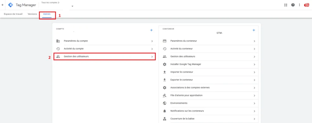Gestion des utilisateurs GTM