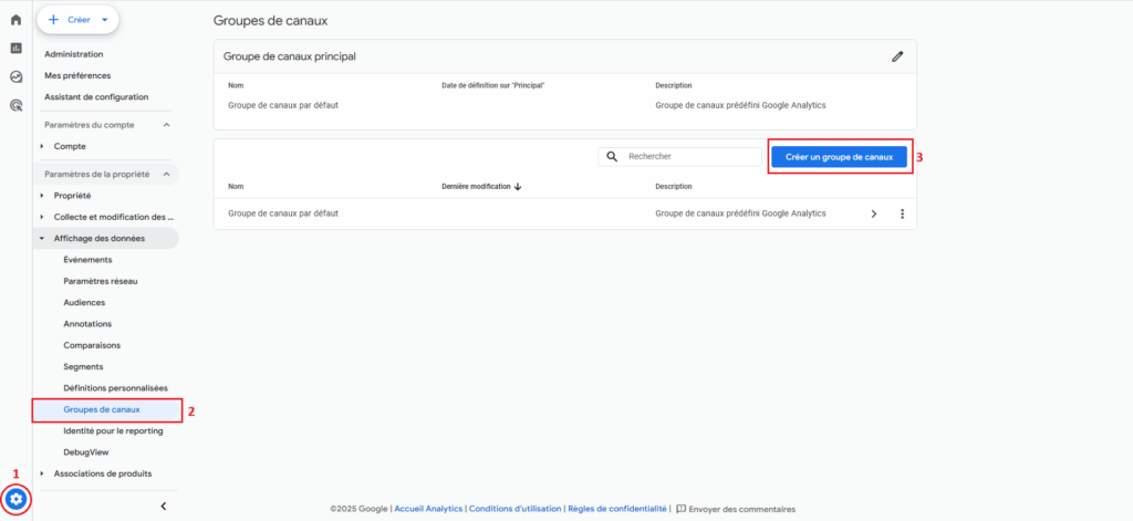 Créer un groupe de canaux personnalisé dans GA4