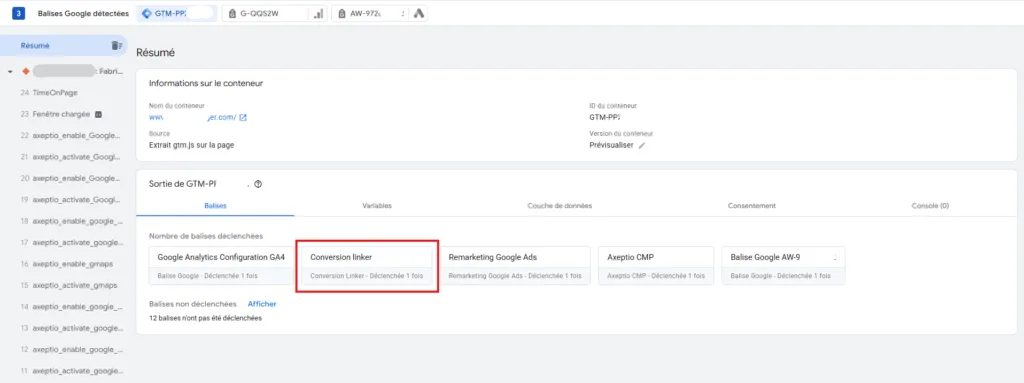 Prévisualiser installation balise Conversion Linker
