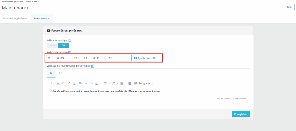 Autoriser votre adresse IP