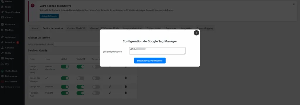 Renseigner votre GTM Client ID
